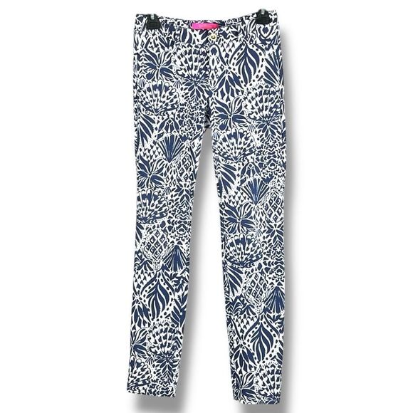 Lilly Pulitzer Kelly Knit‎ Skinny Ankle Pants High Tide Navy White Womens Size 4 - Picture 2 of 9